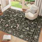 DUKINO 4x6 Area Rug, Washable Rug for Living Room Non Slip, Charcoal Black - Image 3