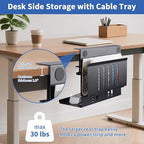 LUKETURE Desk Side Storage,11-4/5" Power Strip Cable Management Tray - Image 2
