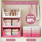 Pink Girl Closet Organizers and Storage Stackable Plastic Drawer Basket for Clothing Stackable Storage Bins Shelf Storage Container for RV Closet Wardrobe Bedroom Bathroom Playroom 8 Pack - Image 4