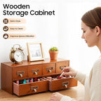 Desktop Organizer Cabinet,6-Drawer Vintage Desk Organizer Classic Brown Wood Storage Drawers for Tabletop,Retro Style Desktop Organizing Cabinet Office Study Table Wood Storage Box - Image 5
