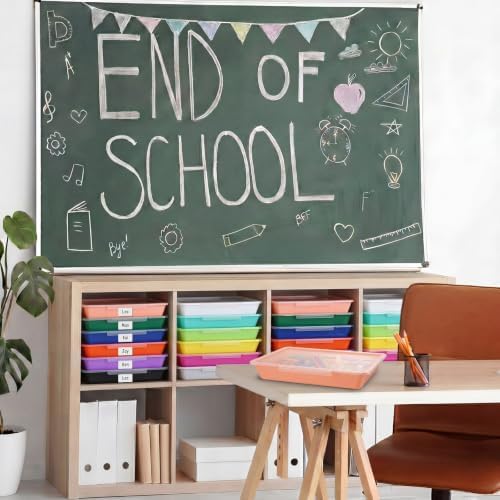 Tinlade 12 Pcs Classroom Paper Storage Bins with Lids, Vibrant, 13x10in - Image 4
