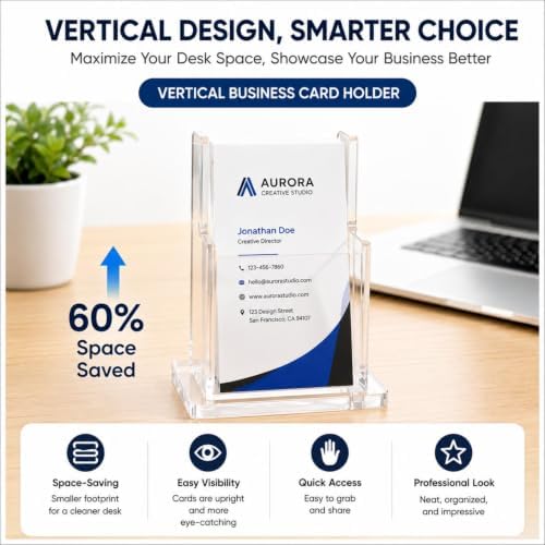 Gerrii 10 Pack Acrylic Business Card Holder Clear,Vertical - Image 6