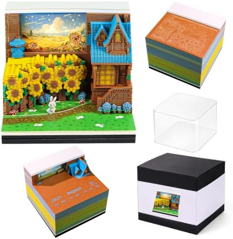 3D Time Piece Calendar 2027 With 52 Weekly Calendars, 3D memo pad tear away calendar 2027, Artsy Pads Suitable for Room and Office Desktop Decoration, Gift Giving (Sunfulower Garden) by Unknown