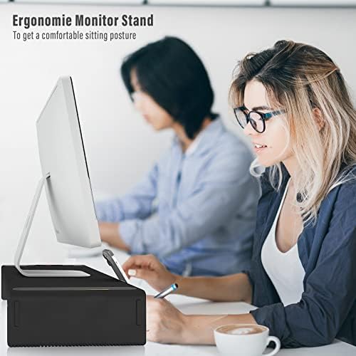 Adjustable Monitor Riser with Drawer & Phone Holder, Foldable Desk Stand - Image 5