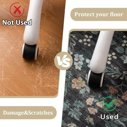 chakme Office Chair Mat for Hardwood Floor, 60"x45" Easy Glide Computer Desk Mat Protector for Rolling Chair Under Desk Rug Nonslip Backing, Machine Wash, (Floral) - Image 4