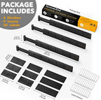 SpaceAid Bamboo Drawer Dividers with Inserts and Labels, Kitchen Adjustable Drawer Organizers, Expandable Organization for Home, Office, Dressers, 4 Dividers with 9 Inserts (17"-22" Black) - Image 4