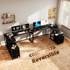 YOSHOOT 55" L Shaped Computer Desk with 3 Fabric Drawers, Gaming Desk - Image 3