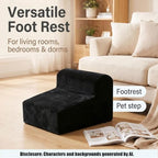 Modern Foam Filled Foot Stool, Soft Lightweight Pouf Ottoman Floor Rest for Living Room, Bedroom, Office Desk, Small Spaces,(Black) - Image 3