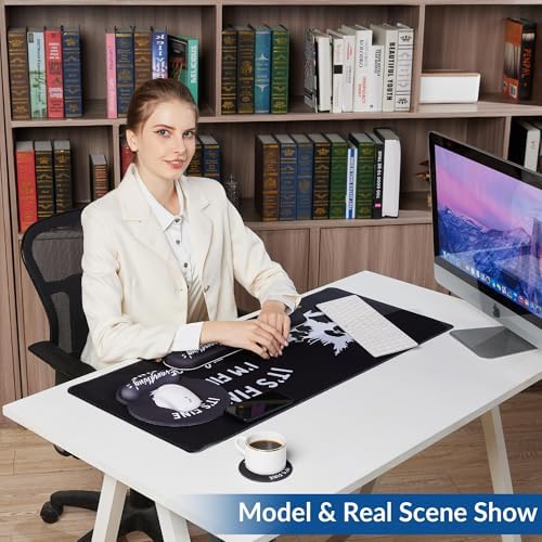 Desk Mat Set Keyboard and Mouse Pad with Wrist Rest Support - Image 2