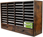 PAG-Mass Mail Sorter Organizer, Wood Literature Organizer, Student Mailbox for Classroom, Desktop Bill Paper Organizer for Office Home School, 38 Compartments, Antique Brown by PAG