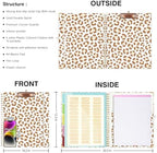 Ospelelf Clipboard with Storage 8.5 X 11，Padfolio Organizer, Spiral Portfolio Letter Size with Notepad, Pen Holder, 5 Extra Folder Divider Pages, Elastic Closure Nurse Office Essentials Leopard - Image 2