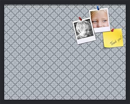 PinPix 28x22 inch Cork Bulletin Board. This Decorative Framed Pin Board Comes with Diamond Pattern in Shades of Blue Design and Satin Black. Ideal for Home, Office Decor or School (PinPix-222) by PinPixBulletinBoards