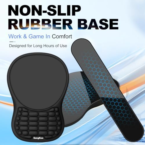 Ergonomic Keyboard Wrist Rest Mouse Pad Wrist Support Set, Black - Image 4