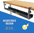 No Drilling Extendable Under Desk Cable Management, Metal Cable Management Tray Under Desk with Clamp, Retractable Power Strip Cord Holder for Wire Management 31Inch (2 Pack Extendable 31') - Image 2