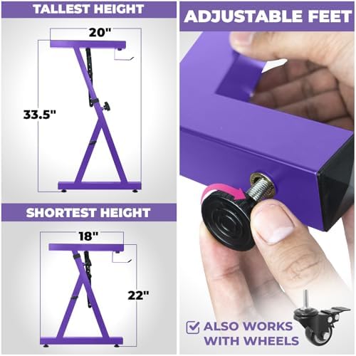 Liquid Stands Piano Keyboard Stand - Z Style Adjustable and Portable Heavy Duty Music Stand for Kids and Adults -Fits 54-88 Key Electric Pianos - Sturdy Musical Keyboard Stand (Purple) - Image 3