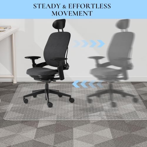 Office Chair Mat, 46" x 60" Transparent Desk Chair Mat for Low Pile Carpeted Floor, Easy Glide Carpet Floor Protector Mat for Home and Office - Image 4