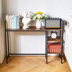 IBUYKE Desk Shelf,Computer Desktop Bookcase,37.8 Inch Multipurpose Wood Desk Hutch Bookshelf for Computer,4 Tier Desk Organizer for Office Home Dormitory,Brown TMZ005H - Image 6