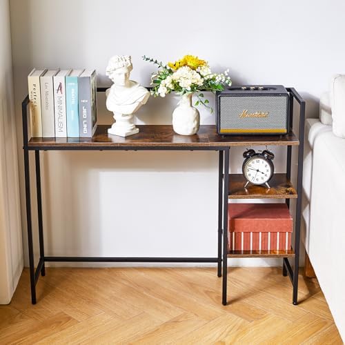 IBUYKE Desk Shelf,Computer Desktop Bookcase,37.8 Inch Multipurpose Wood Desk Hutch Bookshelf for Computer,4 Tier Desk Organizer for Office Home Dormitory,Brown TMZ005H - Image 6
