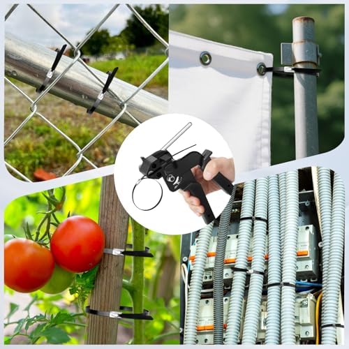 Metal Zip Ties Gun Set, Stainless Steel Zip Tie Tool with 150PCS Black Metal Zip Ties Heavy Duty Outdoor, Fastening Cutting Tie Tool Sets for Chain Link Fence, Exhaust Pipes, Automotive - Image 7
