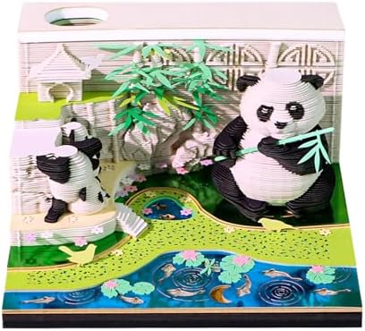 3D Memo Pad, 3D Calendar 2027, Time Piece Calendar, Tear-Off Calendars 2027, 3D Paper Carving Art Memo Pad, Art Carving Sticky Notes for Office Home Gifts Ornaments (Panda) by JCSY