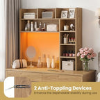 BECOMFORT Desk Hutch with LED Lights, Desk Organizer Shelf w/ 8 Storage Compartments, up to 25” Monitor, Wooden Display Rack, Desktop Bookshelf for Vanity Dressing Tabletop College Dorm Home & Office - Image 7