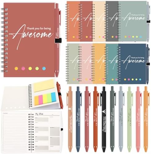 20 Sets Employee Appreciation Gift Bulk for Nurse Teacher Thank You Being Awesome Weekly Planner Sticky Notebook Pen Back to School Gift for Teacher Staff Coworker (Plastic,Bright Colors) by Moinchore