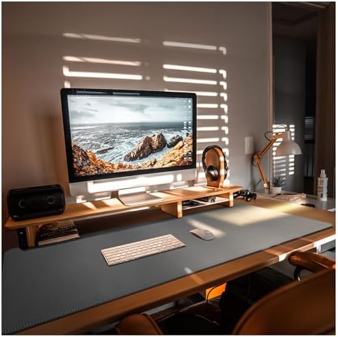 CENNBIE Desk Mat Pad Blotter Protector 47.2" x 19.6", PU Leather Desk Mat Laptop Keyboard Mouse Pad with Comfortable Writing Surface Waterproof (Grey) - Image 4