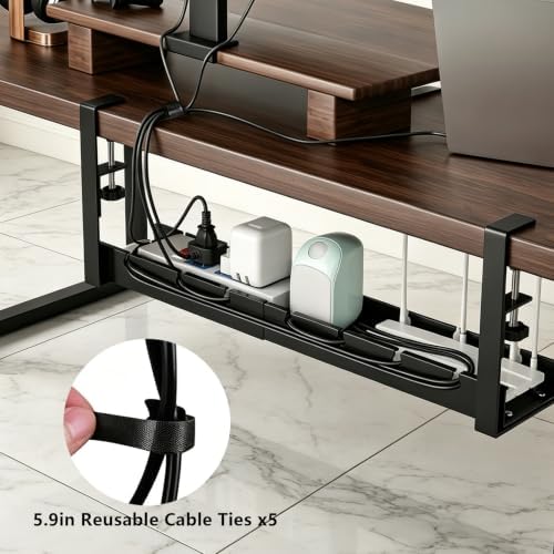 Desk Cable Tray,Clamp Screw Wire Hider,15.7-25.6 Office Organizer - Image 6