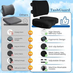 Back&Seat Cushion, Chair Cushions, Lumbar Back Support Pillow, Black/Large - Image 4