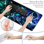 TGFEWYTJYJ Extended Gaming Mouse Pad,Memory Foam Ergonomic Keyboard Mouse Wrist Rest Support Set,Large Desk Mat with Stitched Edges,Non-Slip Base Mousepad Home Office,Galaxy Wolf - Image 5