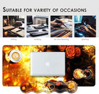 Large Keyboard Mouse Pad Set, Extended Mouse Pad+Keyboard Wrist Rest Support, Memory Foam Ergonomic Easy Typing, 4Pcs (31.5×11.8 in) Desk Pad Set for Office Home,Skull Woman with Rose - Image 7