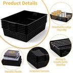 12 Pcs Plastic Storage Baskets Bulk 14 x 10 In Stackable Storage Bin with Handles A4 Size Desktop File Letter Organizer Tray Multi-purpose Container for Shelve Desktop Classroom Office Home Playroom - Image 3
