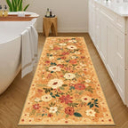 DUKINO 2x10 Runner Rug, Floral Washable Kitchen Runner Rug Non Slip, Orange - Image 3
