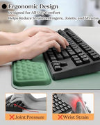 Wrist Rest for Computer Keyboard, 2 in 1 Keyboard Wrist Support Pad, Memory Foam Keyboard Riser Holder Lift Tray with Wrist Pad for Easy Typing for Office Desk, Home, School (Square Green) - Image 3