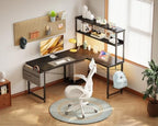 Coleshome L Shaped Gaming Desk with Hutch & LED Light - Image 7