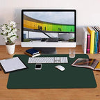 Desk Mat, Waterproof Desk Pad Protector, Eco-Friendly Natural Cork & Leather Double-Sided Office Desk Mat Mouse Pad, Smooth Surface Soft Desk Writing Mat for Office Home Work Game (Green, 35x18Inch) - Image 5
