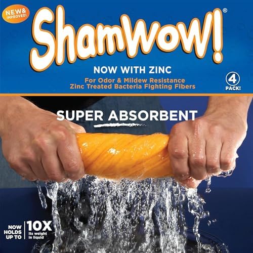 ShamWow Shammy Cloth 4-Pack, 20"x24", Super Absorbent Chamois Towel - Image 5