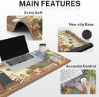 Arttown Keyboard Mouse Pad Set, 4 in 1 Desk Mat Set Kawaii Mushroom - Image 3