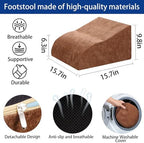 Foot Rest for Under Desk at Work, Ergonomic Under Desk Footrest with Washable Cover for Office, Home & Gaming Leg Elevation Pillow Brown - Image 2