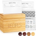 Wooden Recipe Box with 50 Recipe Cards & Dividers, 4x6 Card Holder, Bamboo by ApaceLiving