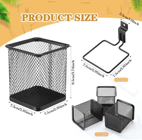 Colingmill 6 Set Slat Wall Hooks Holder Metal Mesh Basket Organizer, Square - Image 2