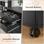 5 Drawer Mobile File Cabinet, Under Desk Storage Cabinet with Wheels - Image 7