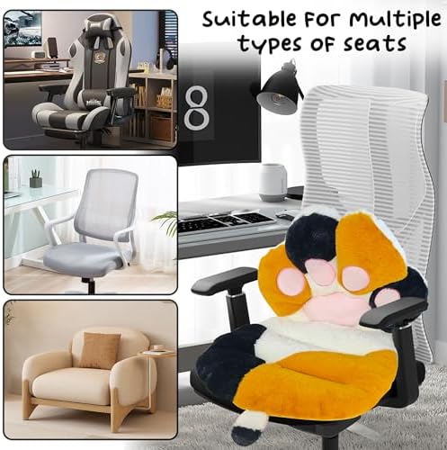 Cat Paw Seat Cushion with Backrest - Ergonomic Office Chair Pad for Long Sitting | Memory Foam Support Pillow, Dormitory Desk Chair Cushion & Funny Air Pad for Gaming/Study - Image 3