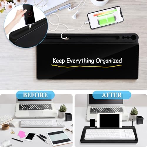 DOLLAR BOSS Glass Desk Whiteboard with Storage, All Black & Monitor Memo Boards for Computers 2PCS - Image 2