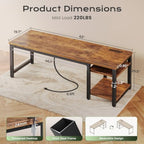 Huuger 63'' x 19.7'' Computer Desk with Power Outlets, 0.95'' Thick Desktop - Image 2