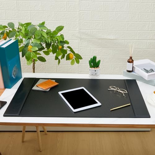 Leather Desk Pad Protector with Side Rails, Executive Office Desk Mat for Home Workspace, Writing Surface, Mouse & Keyboard Pad, Elegant Gift for Men Dad Husband(Black,30 x 18 Inch) - Image 4