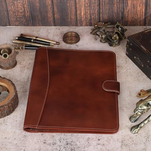 Full Grain Leather Legal Pad Portfolio Organizer for Work - Wine - Image 4