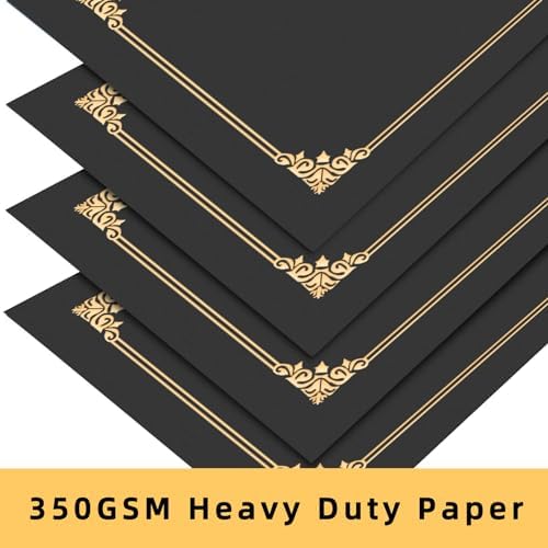 HAUTOCO 50 Pcs Certificate Holders, Black Diploma Folders Document Covers with Gold Foil Border for Letter Size 8.5x11 Cardstock, Award, Graduation - Image 4