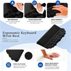 Cloud Keyboard Wrist Rest Set, 3 in 1 Ergonomic Memory Foam Keyboard Stand Pad with Mouse Wrist Support & Cup Holder, Anti-Slip Desk Cushion for Office Gaming Typing Pain Relief,Black - Image 3