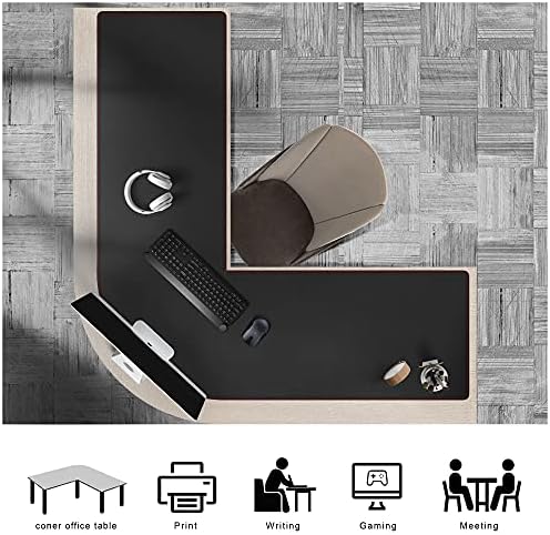 ZORESYN L-Shaped Desk Mat PU Leather Black, (55"+54") x15.7 - Image 5